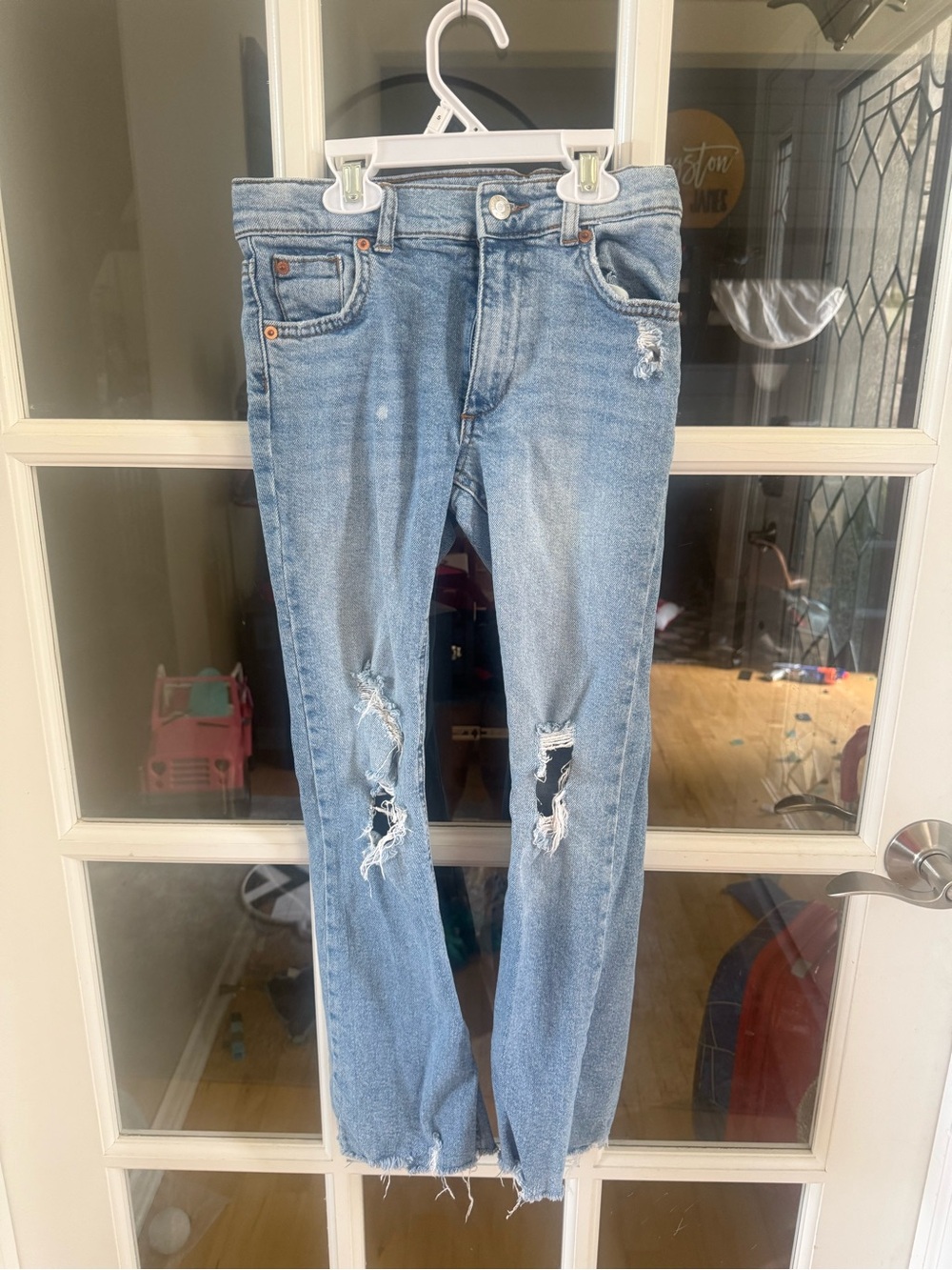 Zara Light Blue Ripped Skinny Jeans